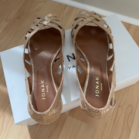 Jonak Deray Ballerines Ajourées, Size 37, en Croûte Laminée Platine (Platinum) - Picture 10 of 15